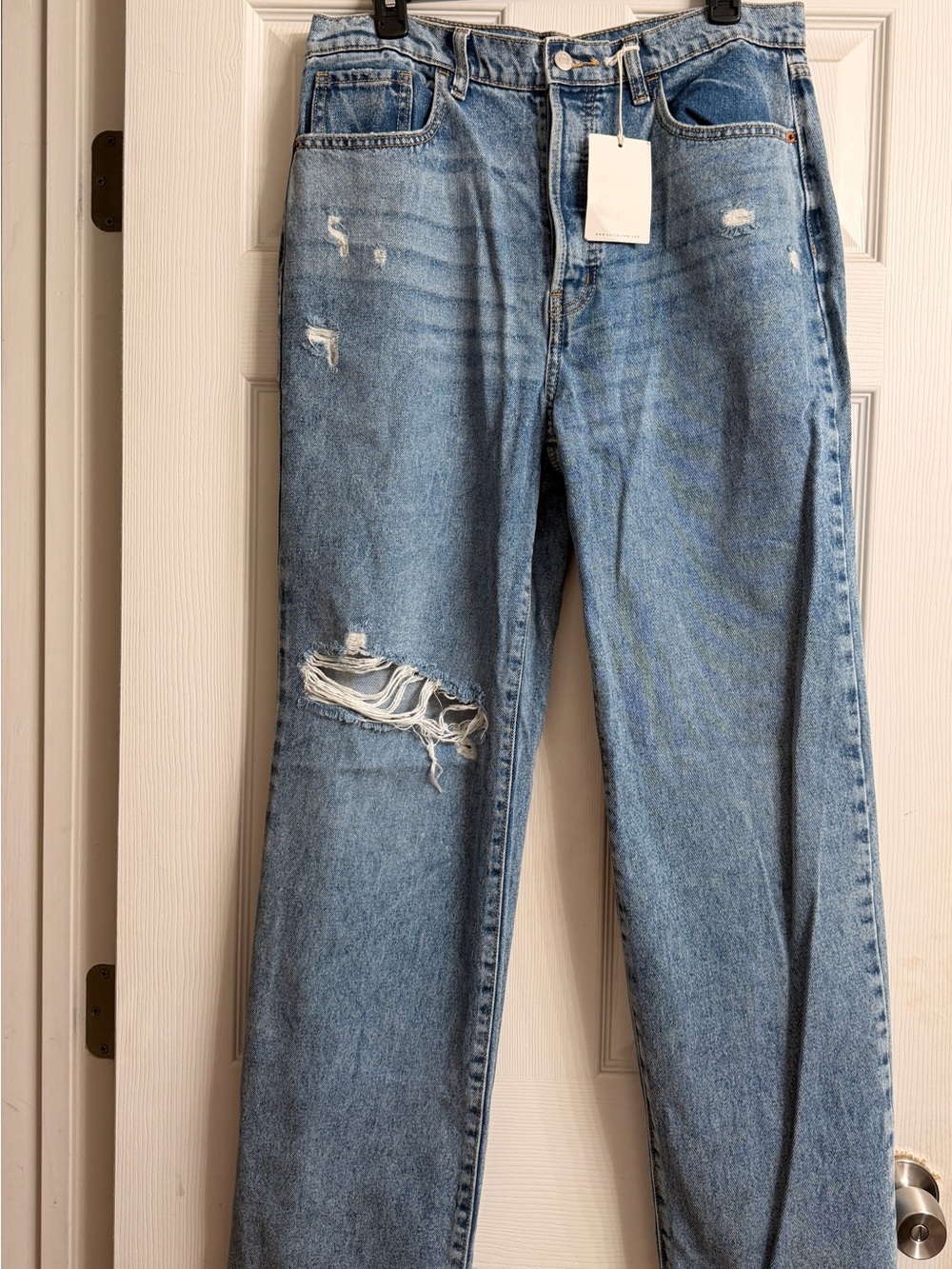 Cello Light Blue Distressed Straight Leg Jeans